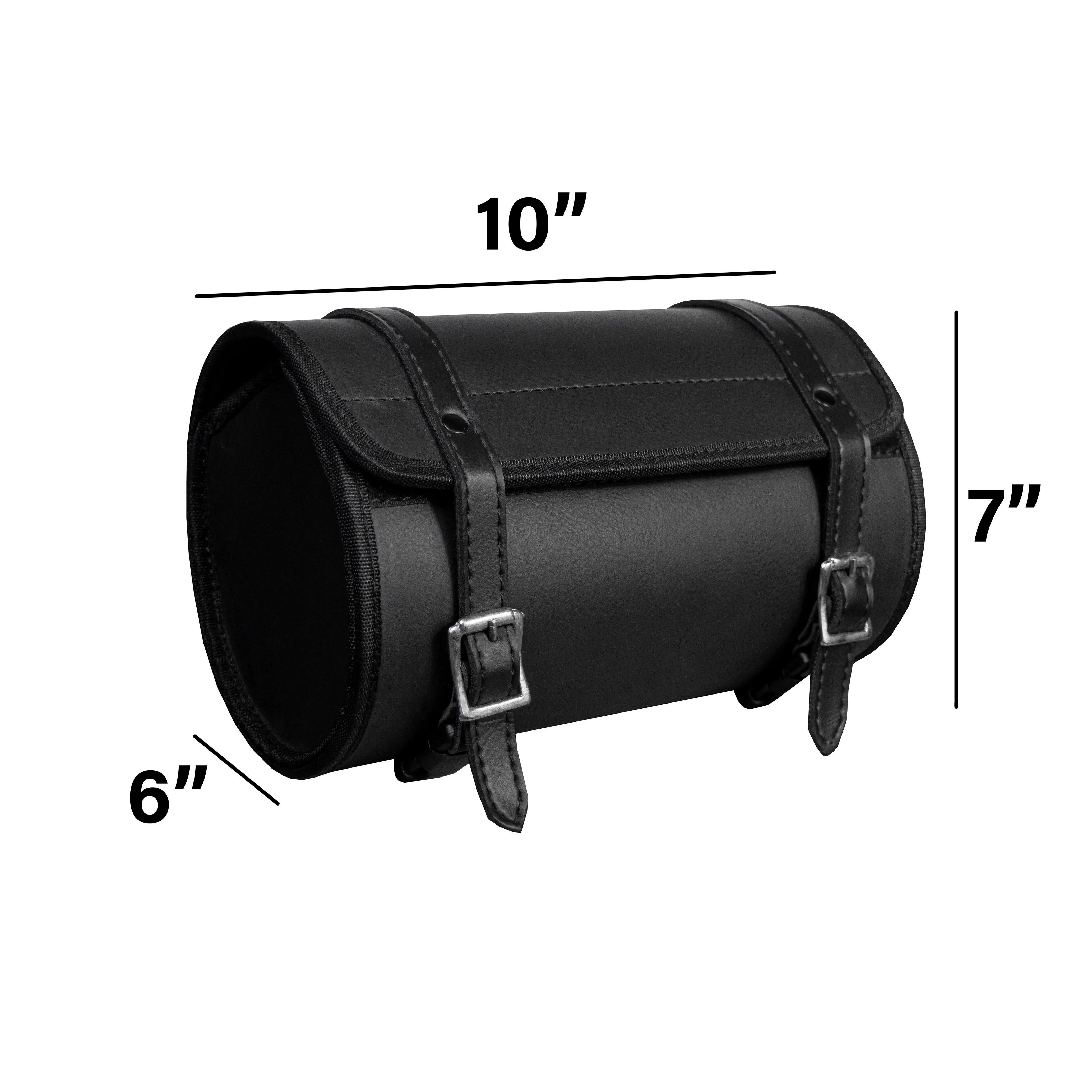 10" Plain PVC Motorcycle Tool Bag With 2 Roller Buckle Straps