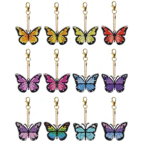 12pcs Diamond Art Key Rings Hanging Ornaments 5D DIY Butterfly Bag Pandant Gifts