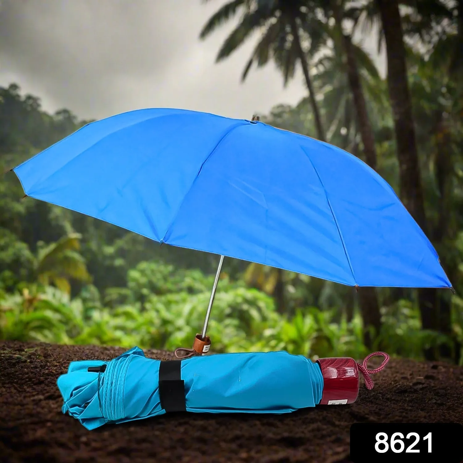 3-Fold Sun & Rain Protective Solid Foldable Umbrella (1 Pc / Mix Color)