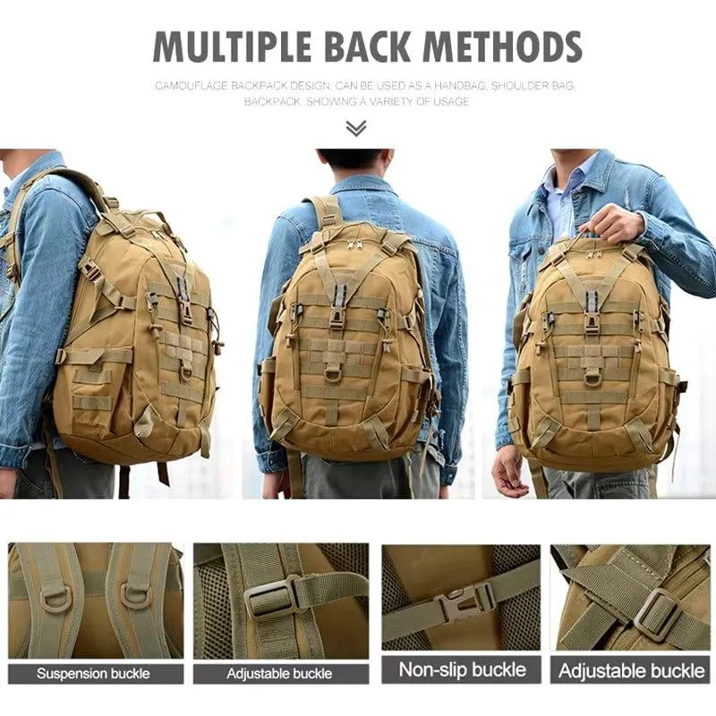 40L Camping Backpack Men'S Bag Travel Bags Tactical Molle Climbing Rucksack Hiking Outdoor Reflective Shoulder Fishing Bag