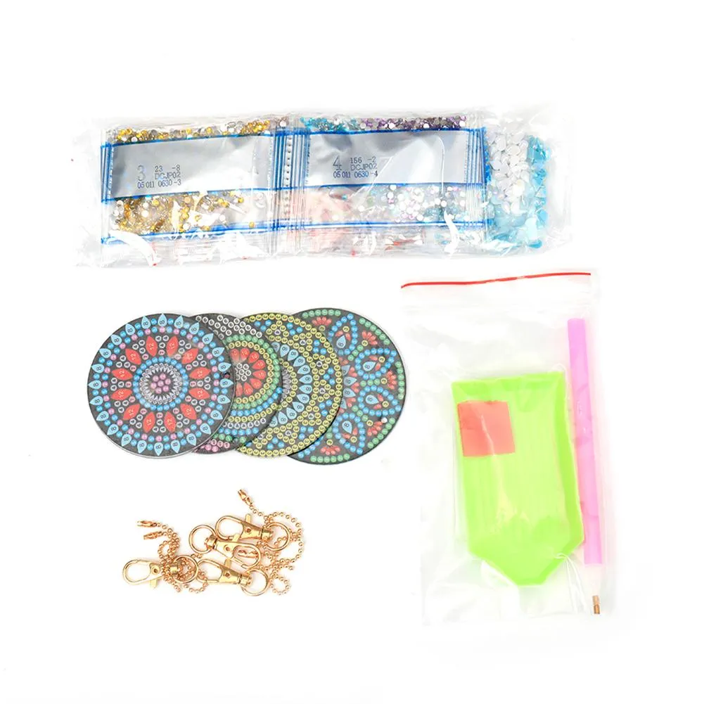 4pcs DIY Full Special-Shaped Diamond Painting Bag Pendant Mandala Keychains