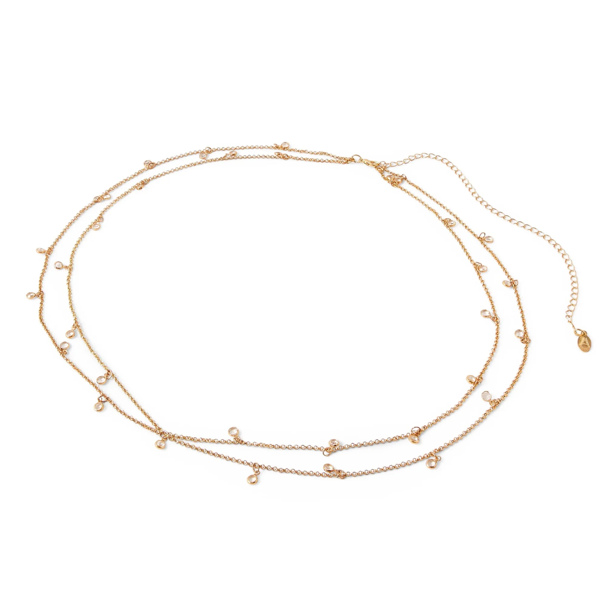 Accessorize London Women's Gold Crystal Drop Layered Belly/Waist Chain