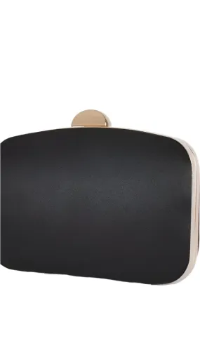 Adorne Alayna Satin Structured Clutch Black