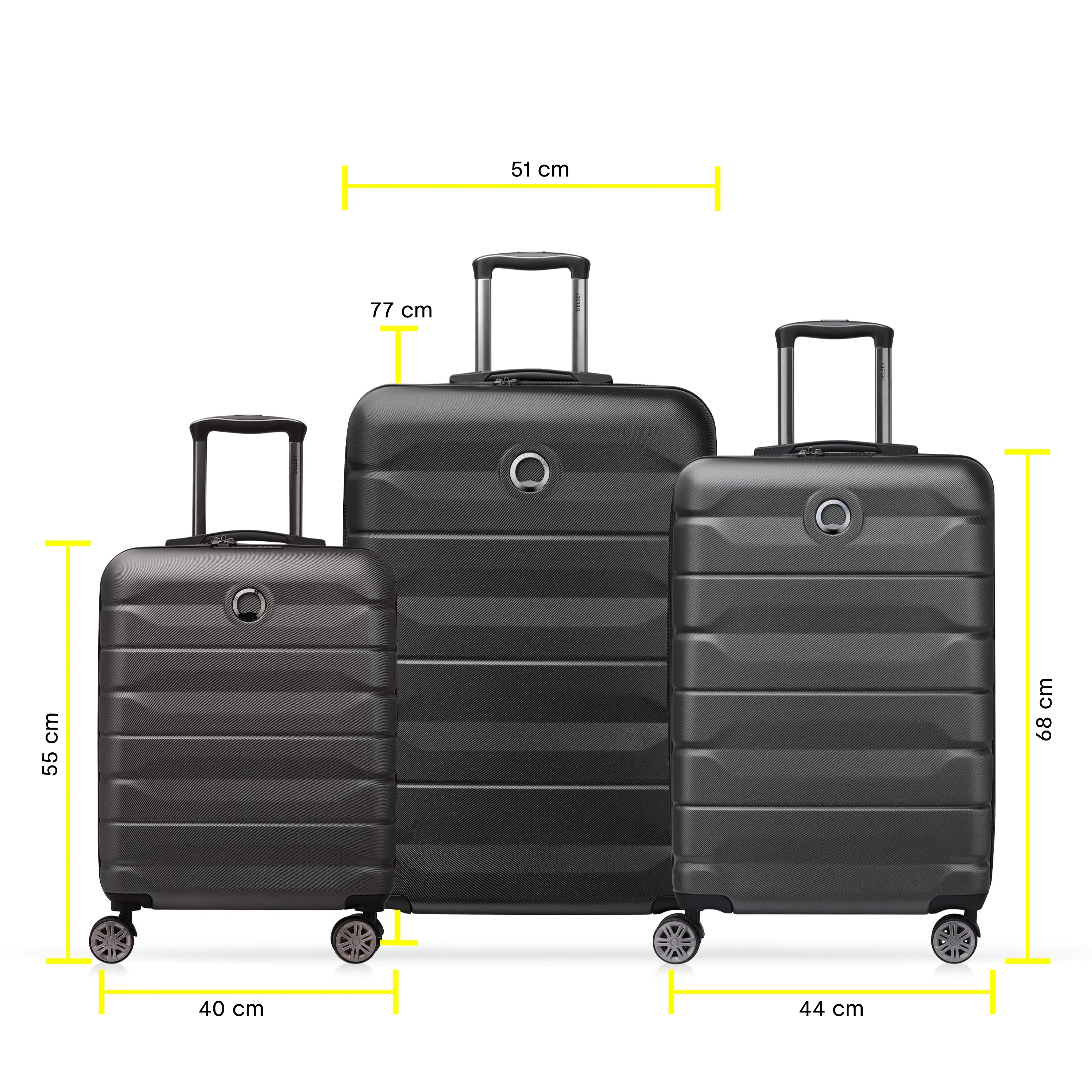 AIR ARMOUR - Set 3 Suitcases (L-77cm) (M-68cm) (S-55cm)