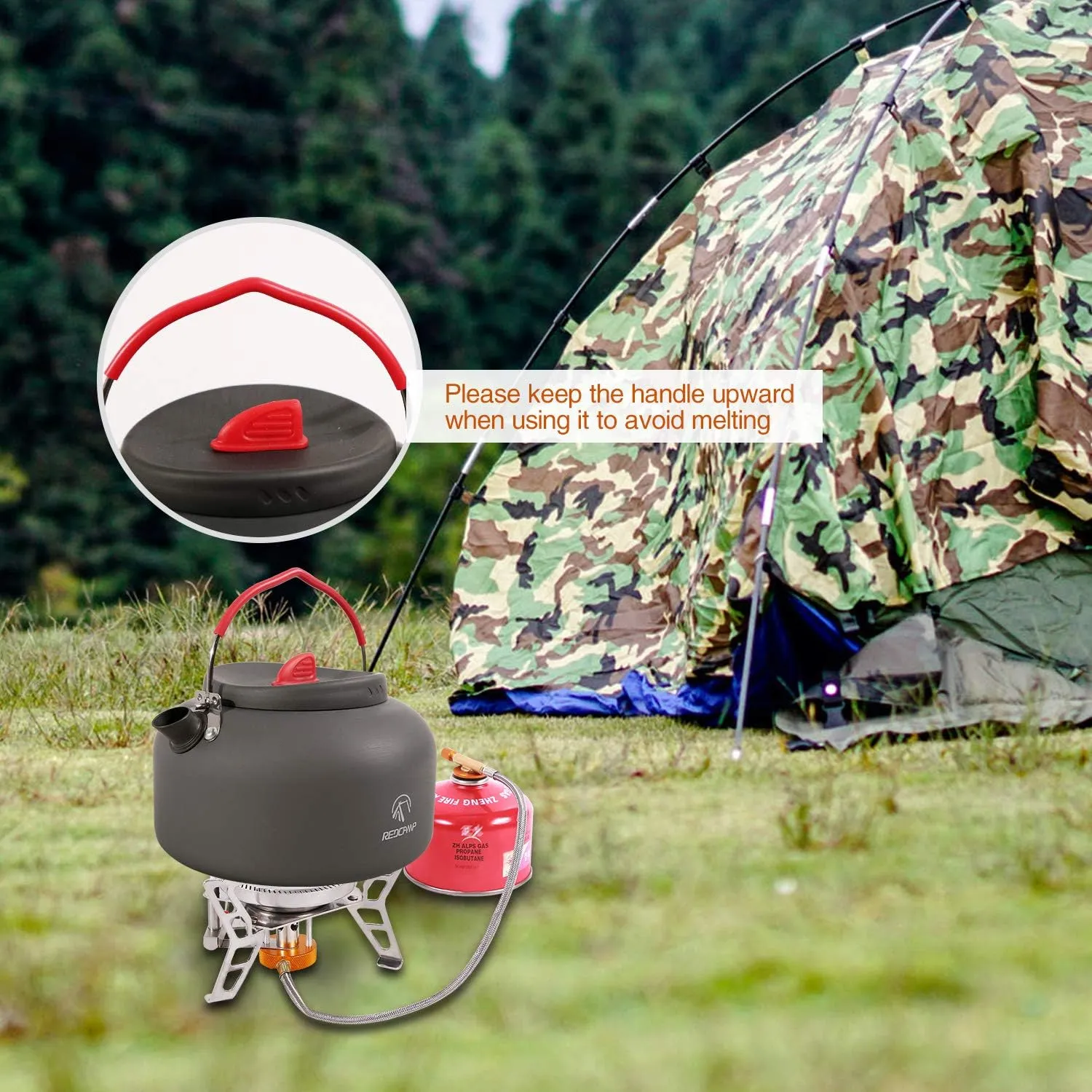 Aluminum Outdoor Camping Kettle with Carrying Bag, 0.8L/0.9L/1.4L/2L