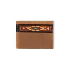 Ariat Aged Bark Bifold Wallet with Southwestern Overlay