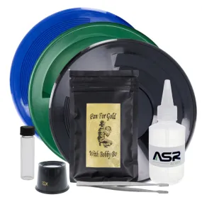 ASR Outdoor X Pan for Gold with Bobby Bo 3oz Beginner Paydirt Gold Panning Kit, 6pc