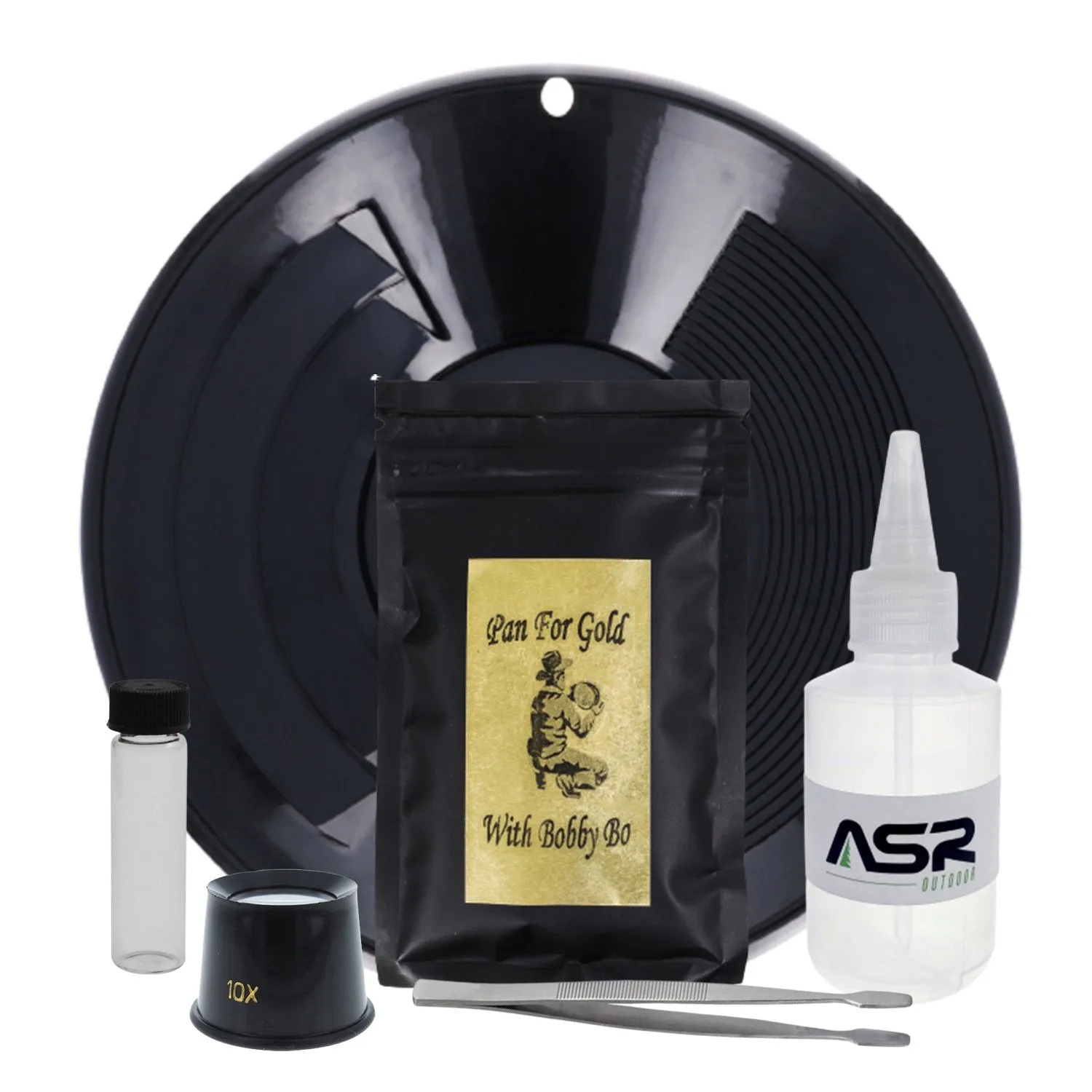 ASR Outdoor X Pan for Gold with Bobby Bo 3oz Beginner Paydirt Gold Panning Kit, 6pc