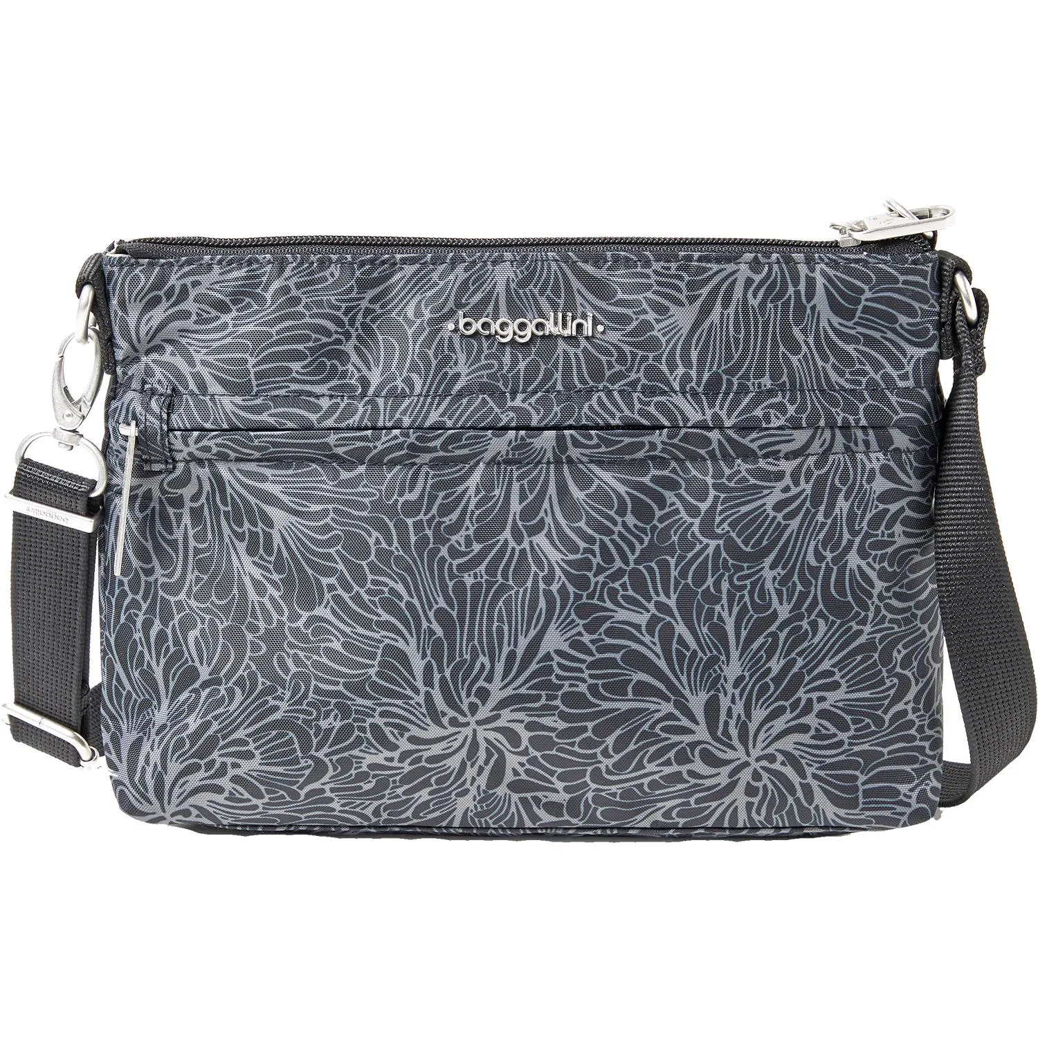 Baggallini Anti-Theft Memento Crossbody Bag Midnight Blossom Nylon