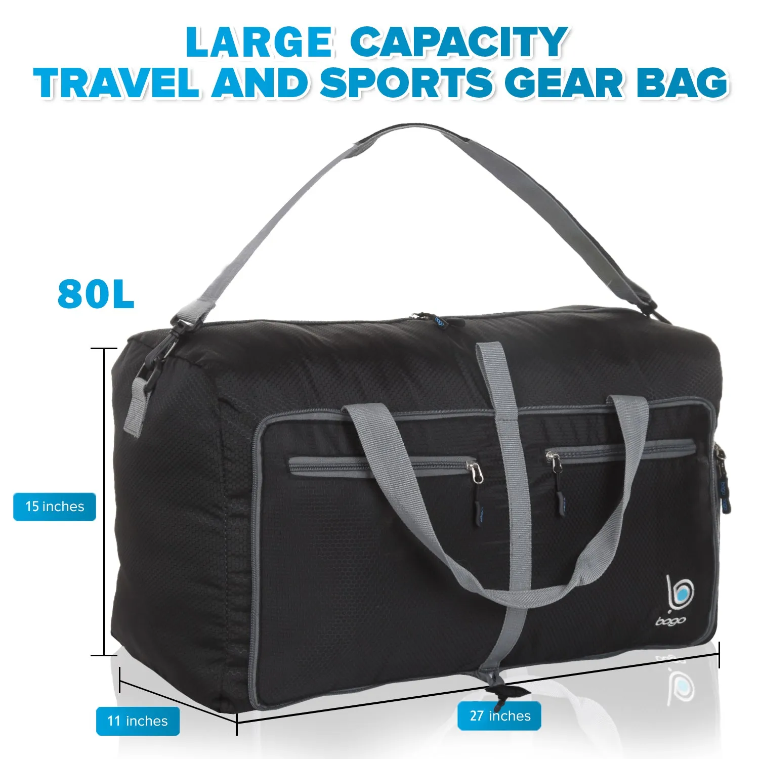 Bago 80L Duffle Bag for Women & Men - 27" Travel Bag Large Foldable Duffel bag