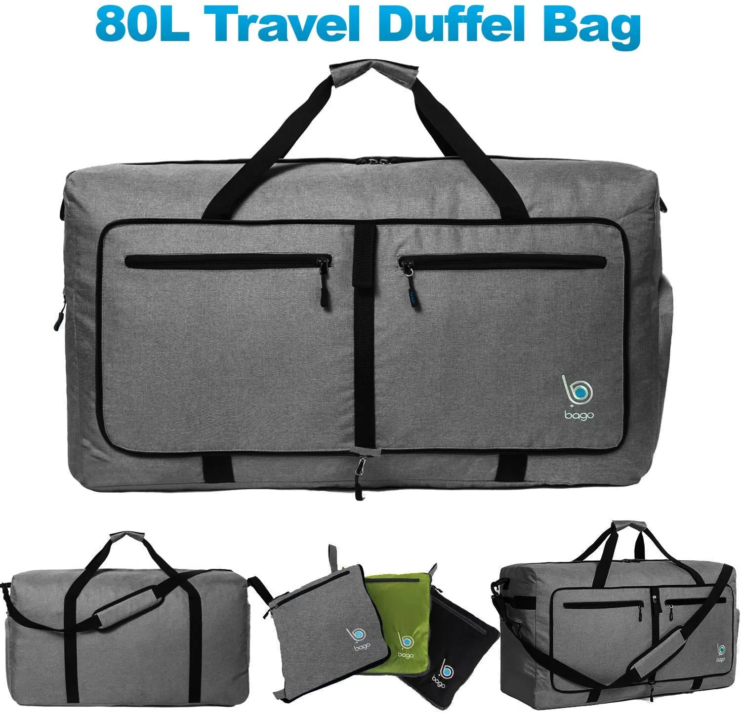 Bago 80L Duffle Bag for Women & Men - 27" Travel Bag Large Foldable Duffel bag