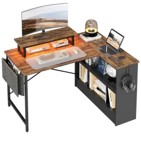 Bestier 42 Inch L-Shaped Desk with Open Storage Cabinet