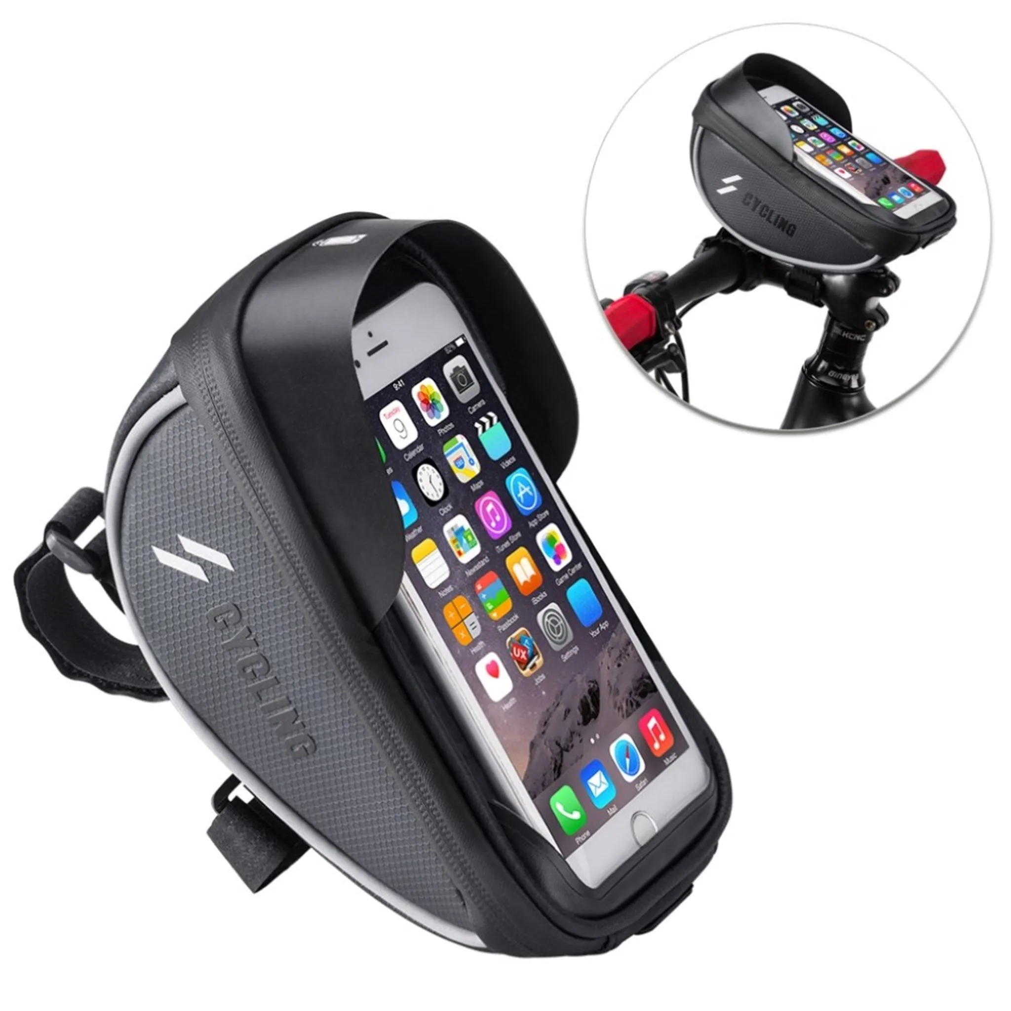 Bicycle bike handlebar bag with touch screen view