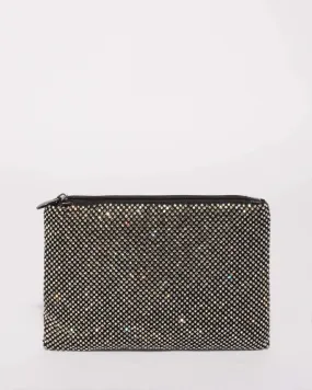 Black Chainmail Crossbody Bag With Gunmetal Hardware