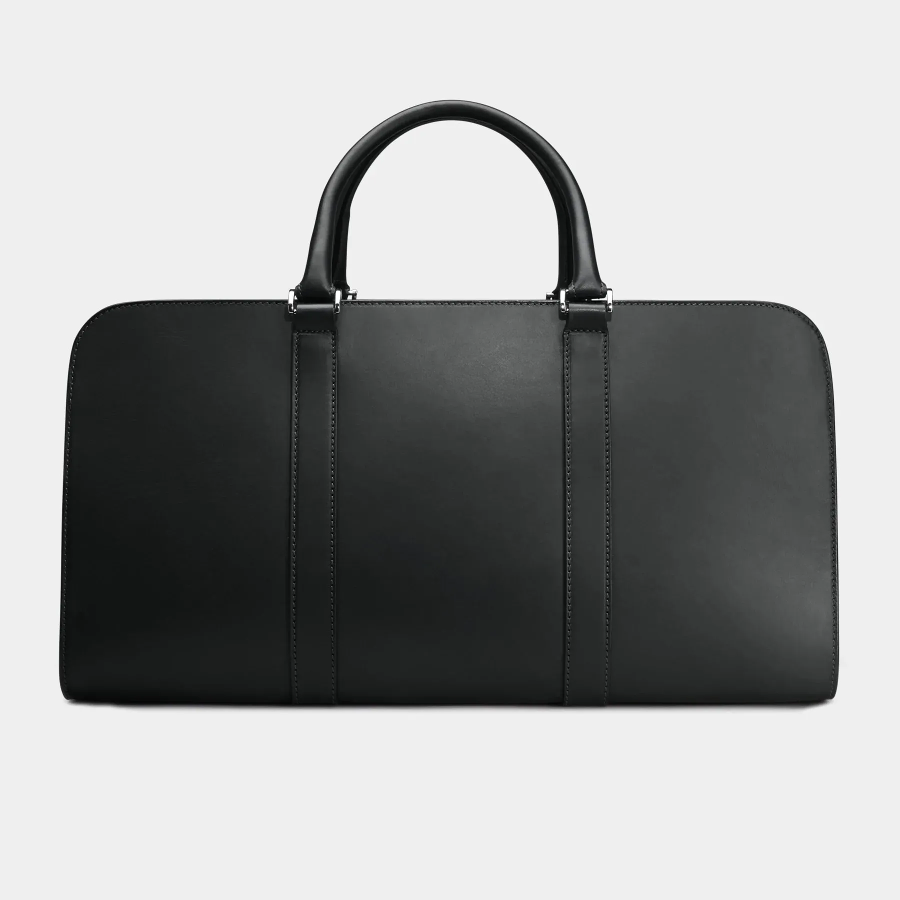 Black Designer Leather Luggage Bag w/ Orange Lining - Anaé