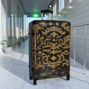 Black Gold Suitcase Carry-on Suitcase Luxury Travel Luggage Baroque Hard Shell Suitcase | 00019