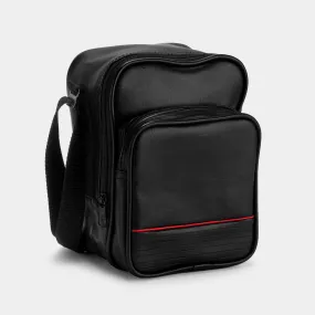 Black Leather with Red Stripe Camera Bag