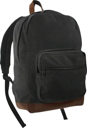 Black/Brown Vintage Canvas Teardrop Backpack With Leather Accents