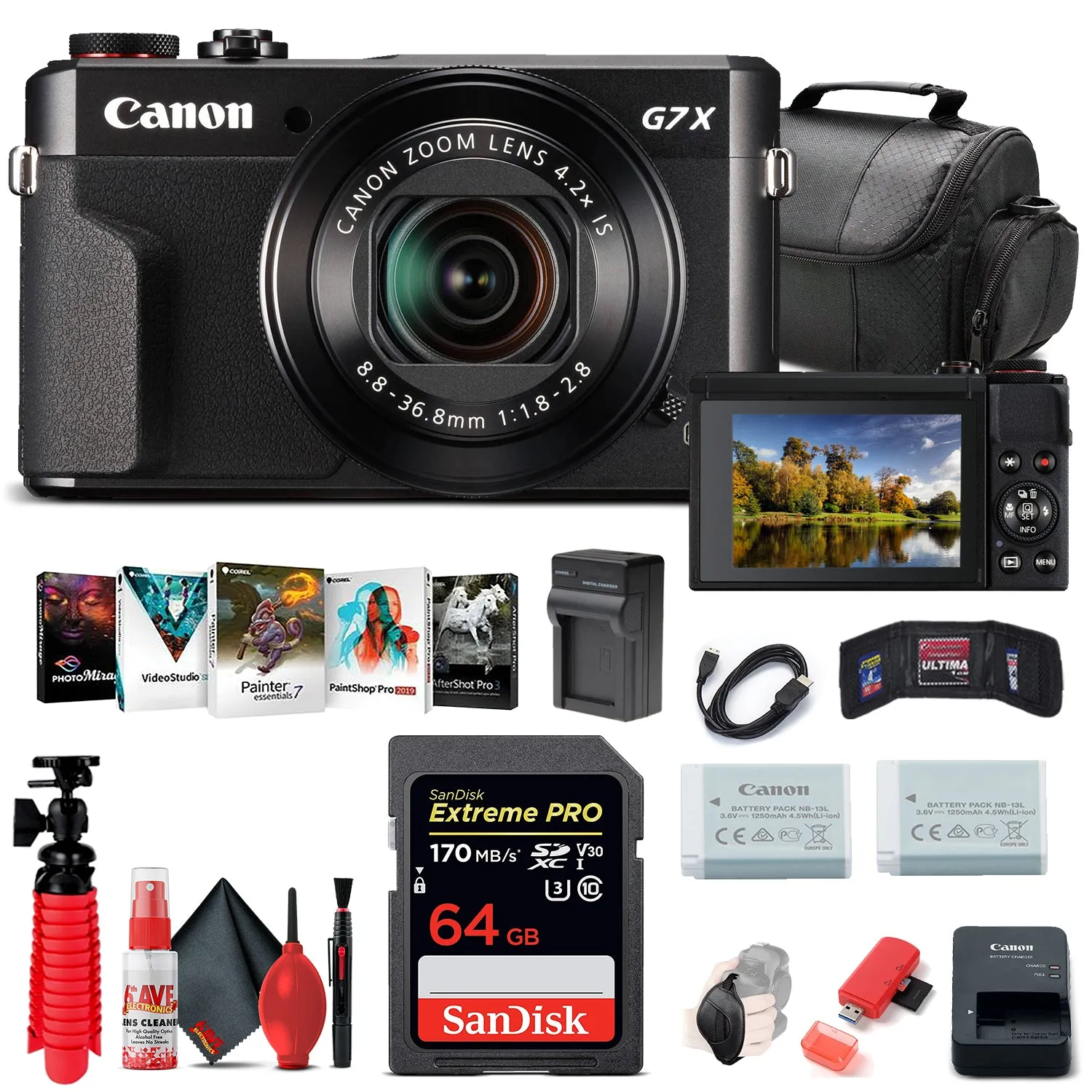 Canon PowerShot G7 X Mark II Digital Camera (1066C001)   64GB Card   Graphic Bundle