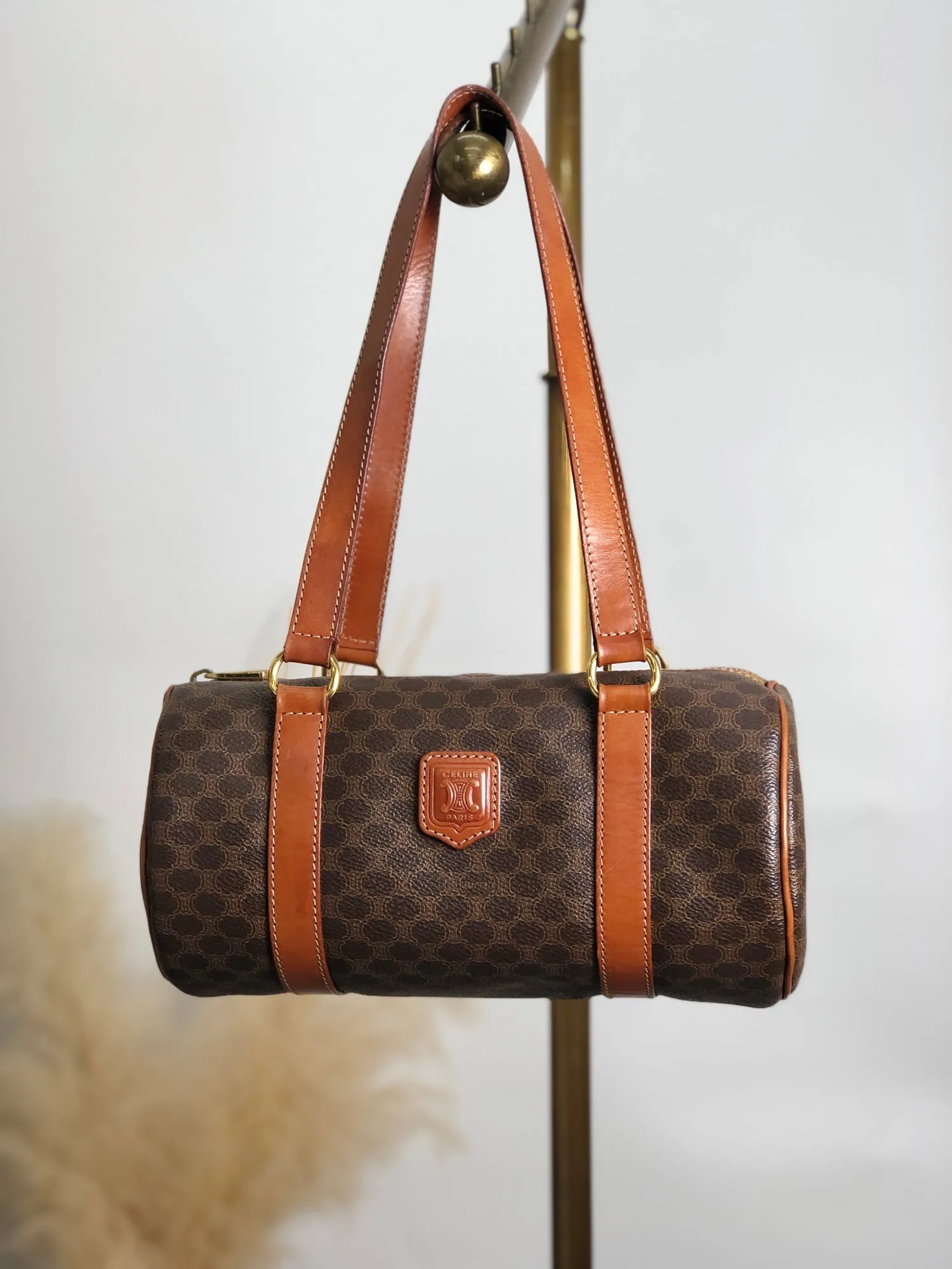 CELINE Macadam Blason Handbag Brown Vintage evdhte