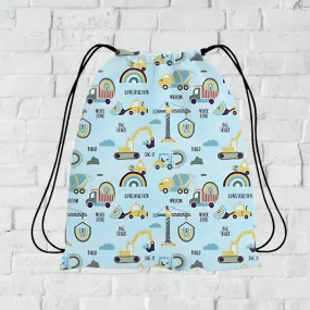 Construction Theme All Over Printed Drawstring Bag | Ideal Birthday Gift & Return Gift