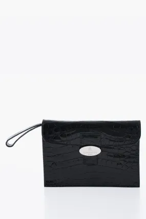 Corneliani Crocodile Leather Clutch with Snap Closure