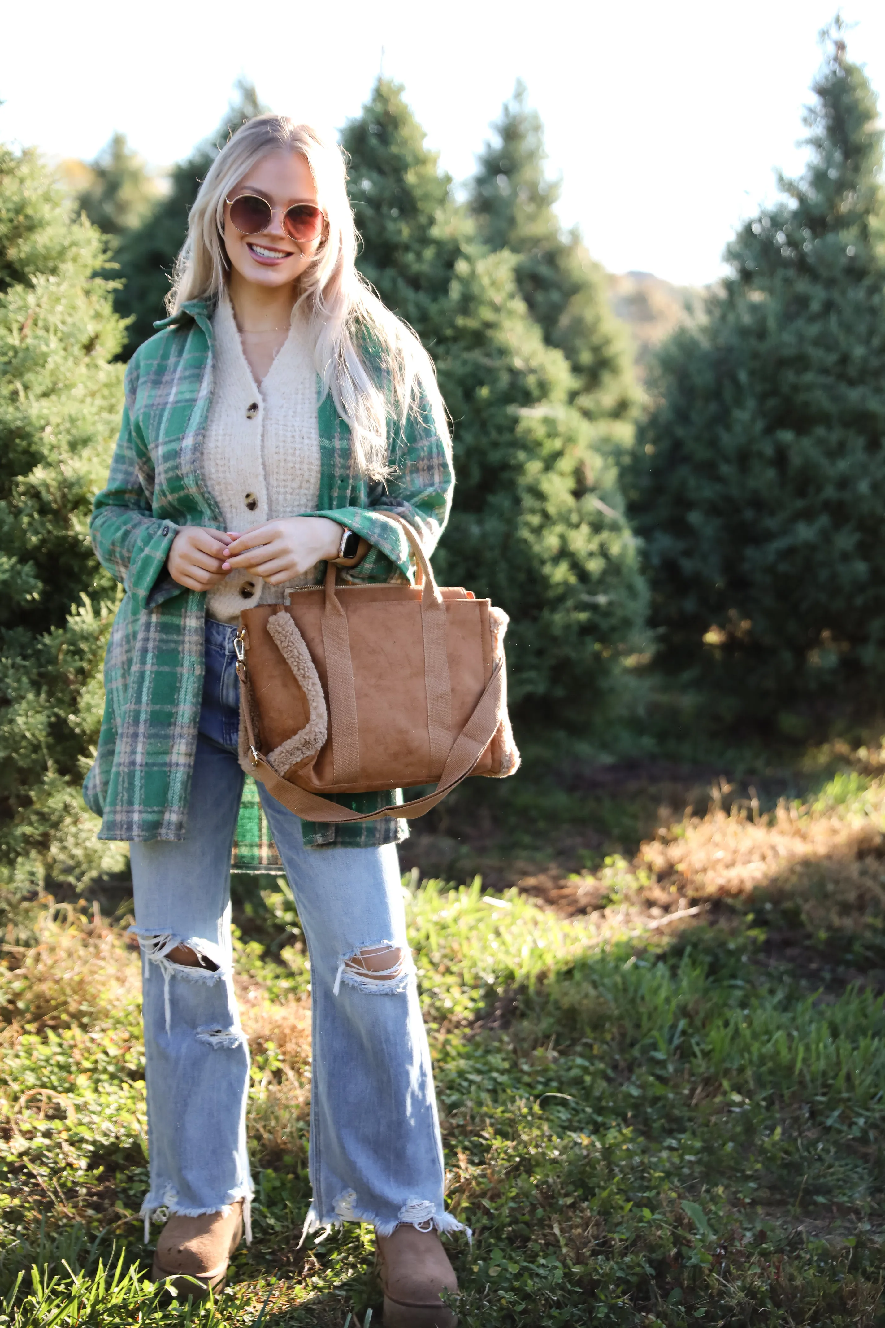 Cozy Aesthetic Brown Suede Crossbody Bag