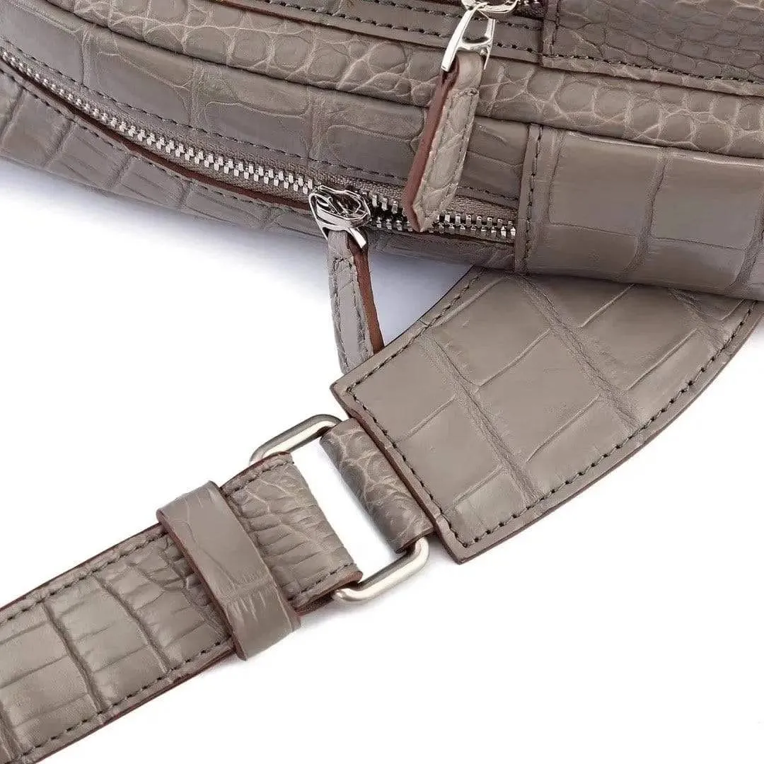 Crocodile Leather Men's Sling Chest Bag Messenger Shoulder Travel Hiking Handbags