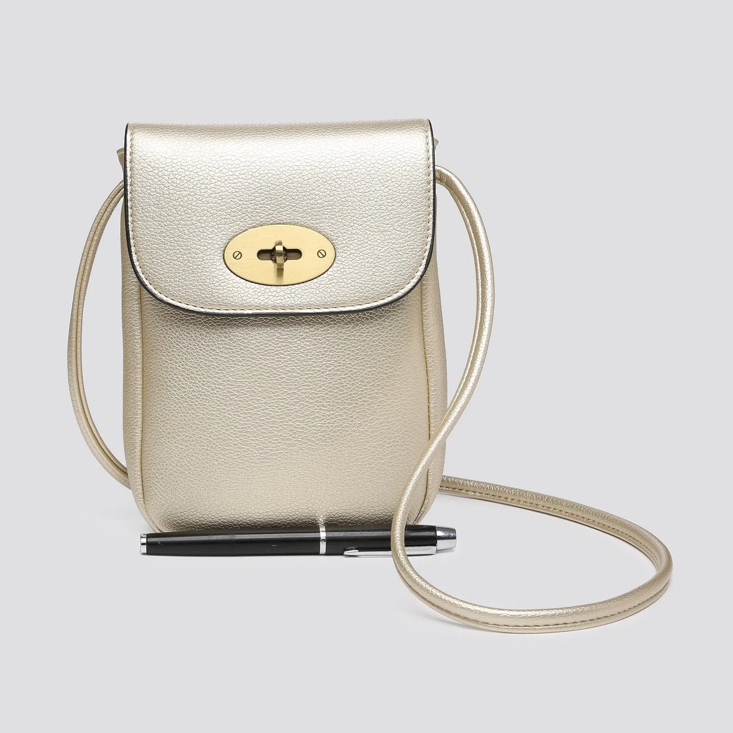 Cross Body PU Phone Bag - Gold