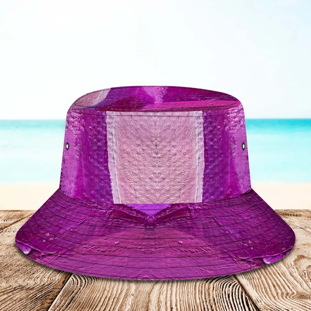 Custom Face Bucket Hat Unisex Personalised Wide Brim Outdoor Summer Hats Purple Oil Painting Style