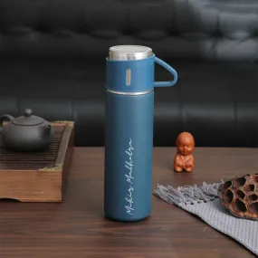 Custom Thermos With Cup Lid 3 Cups Gift Box Set for Travel Outdoor Camping - Add Name