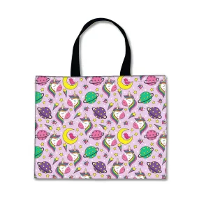 Designer Tote Bag With Zip Beach Gym Travel Bags -  Unicorn with Space