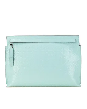 Embossed Leather Clutch with Top Zip Closure and Interior Slip Pocket