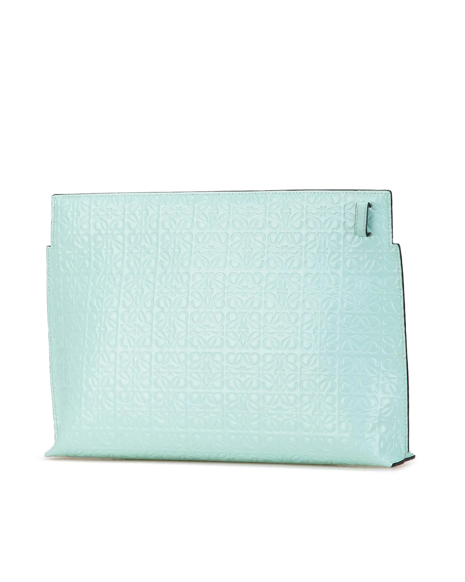 Embossed Leather Clutch with Top Zip Closure and Interior Slip Pocket