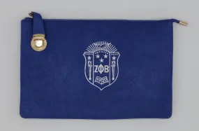 Embroidered Zeta Phi Beta Side Clasp Crossbody/Clutch