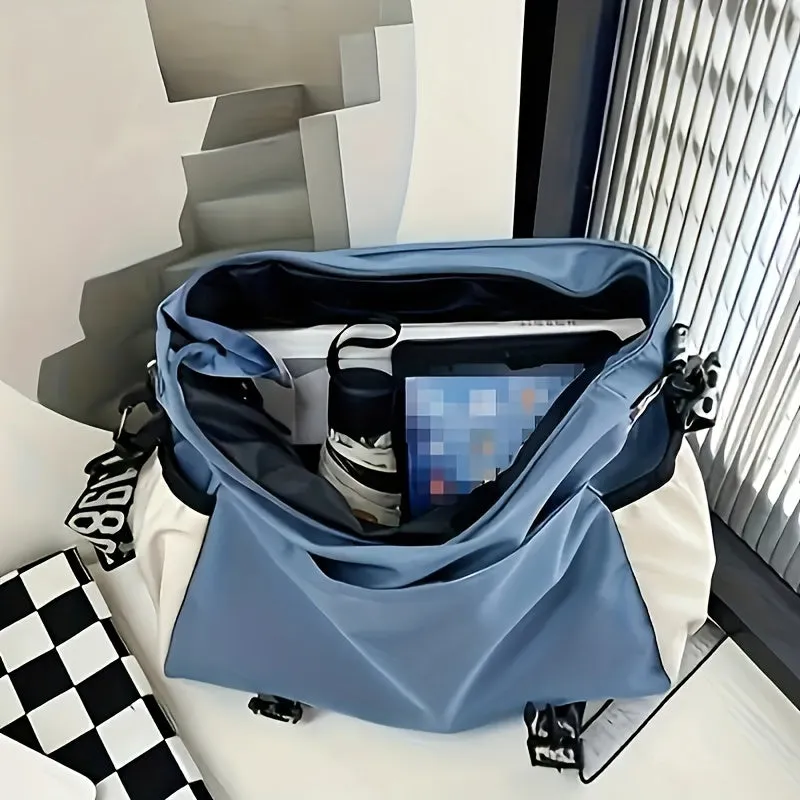 Fashionable Graphic Crossbody Bag with Adjustable Strap - Zipper Closure, Polyester Lining, Foldable Design - Preppy Urban Style Messenger Bag for School and Daily Use