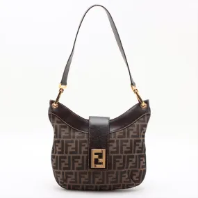 Fendi Zucca Canvas &amp; Leather Shoulder bag Brown- #2492