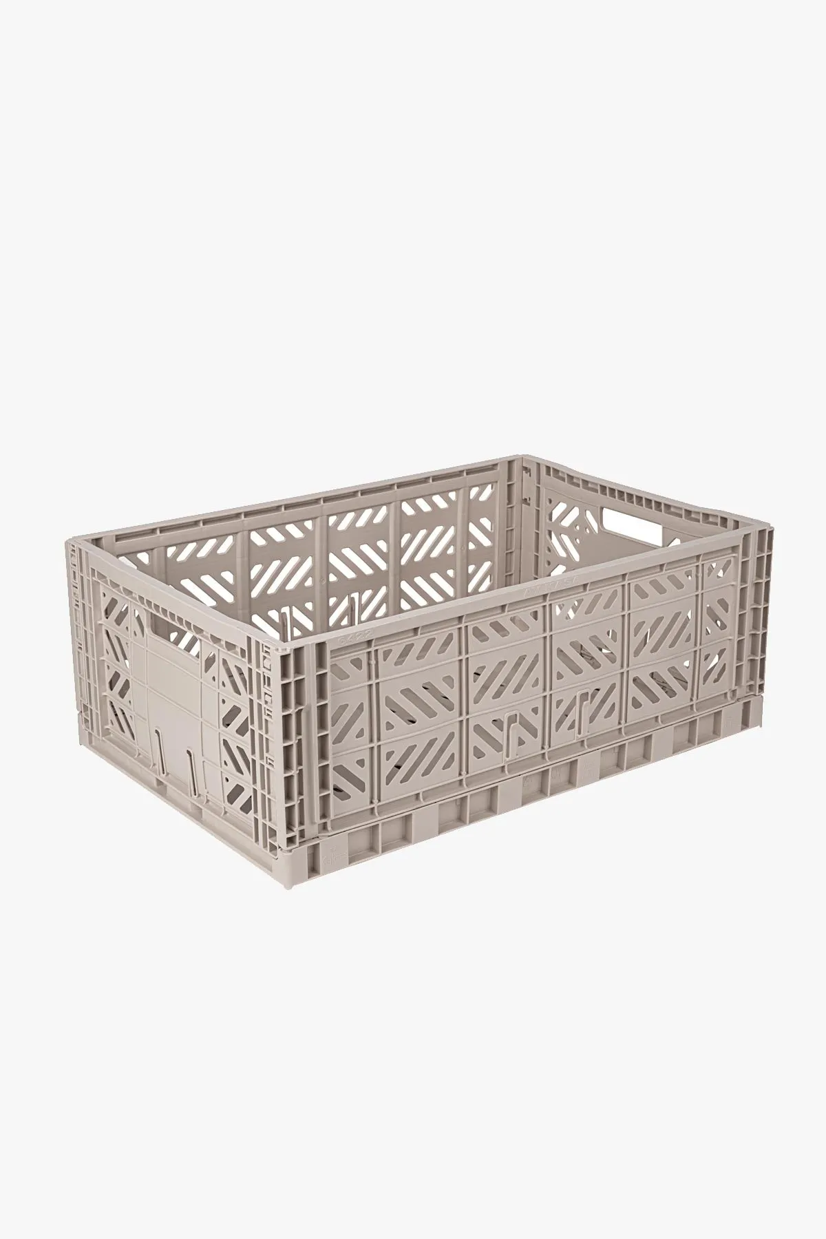 Foldable Storage Bins, Plastic Crate for Storage, Collapsible Crate, Utility Stackable Box Large SAND