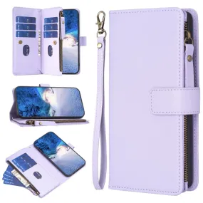 For OPPO A98 5G 9 Card Slots Zipper Wallet Leather Flip Phone Case(Light Purple)