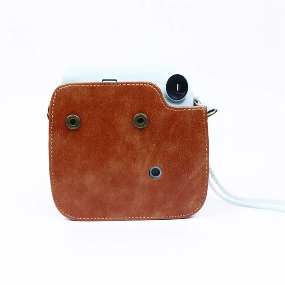 Fujifilm Instax Mini 7 Plus leather case with shoulder strap - Brown