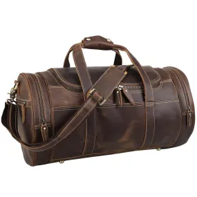 Full Grain Leather Travel Bag Gym Bag Carry On Luggage Bag Duffel Bag