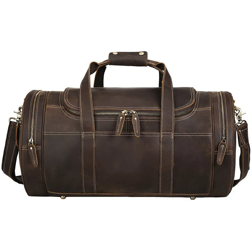 Full Grain Leather Travel Bag Gym Bag Carry On Luggage Bag Duffel Bag