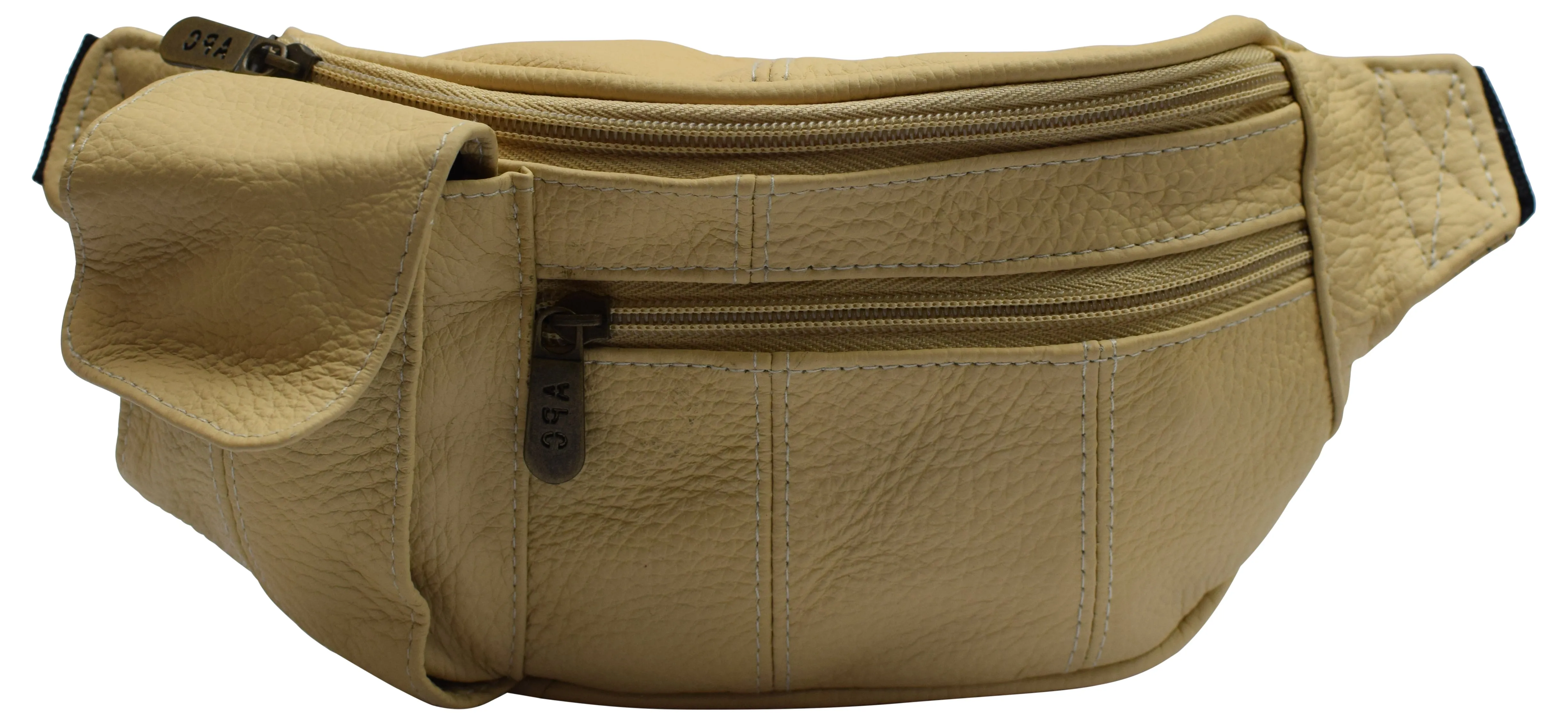 Genuine Leather Fanny Pack Cell Phone Holder Slim Waist Pouch Travel Tan