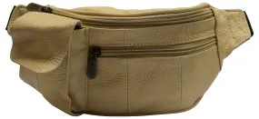 Genuine Leather Fanny Pack Cell Phone Holder Slim Waist Pouch Travel Tan