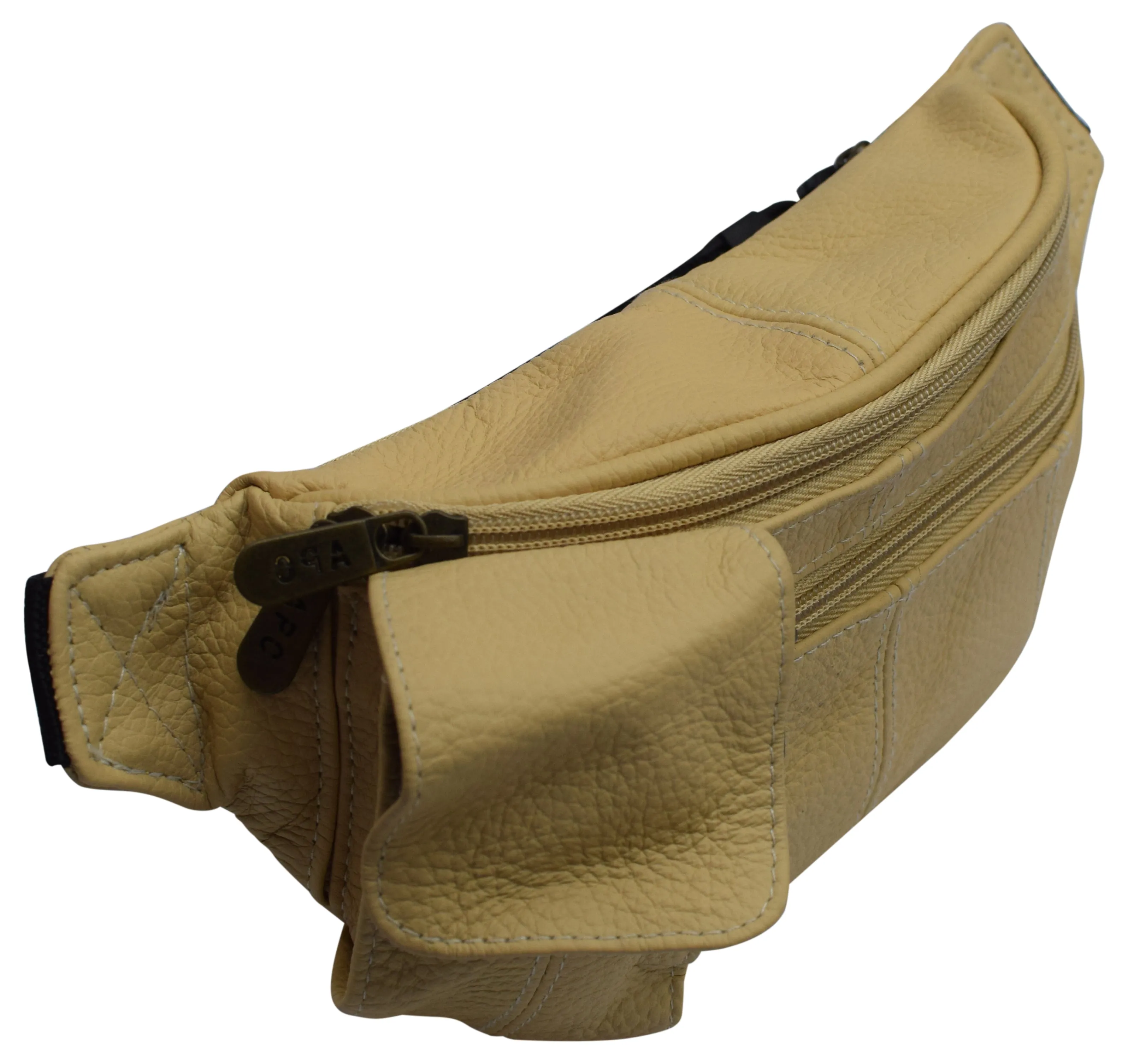 Genuine Leather Fanny Pack Cell Phone Holder Slim Waist Pouch Travel Tan