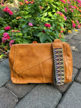 Gigi Crossbody with Woven Wrist Strap in Honey