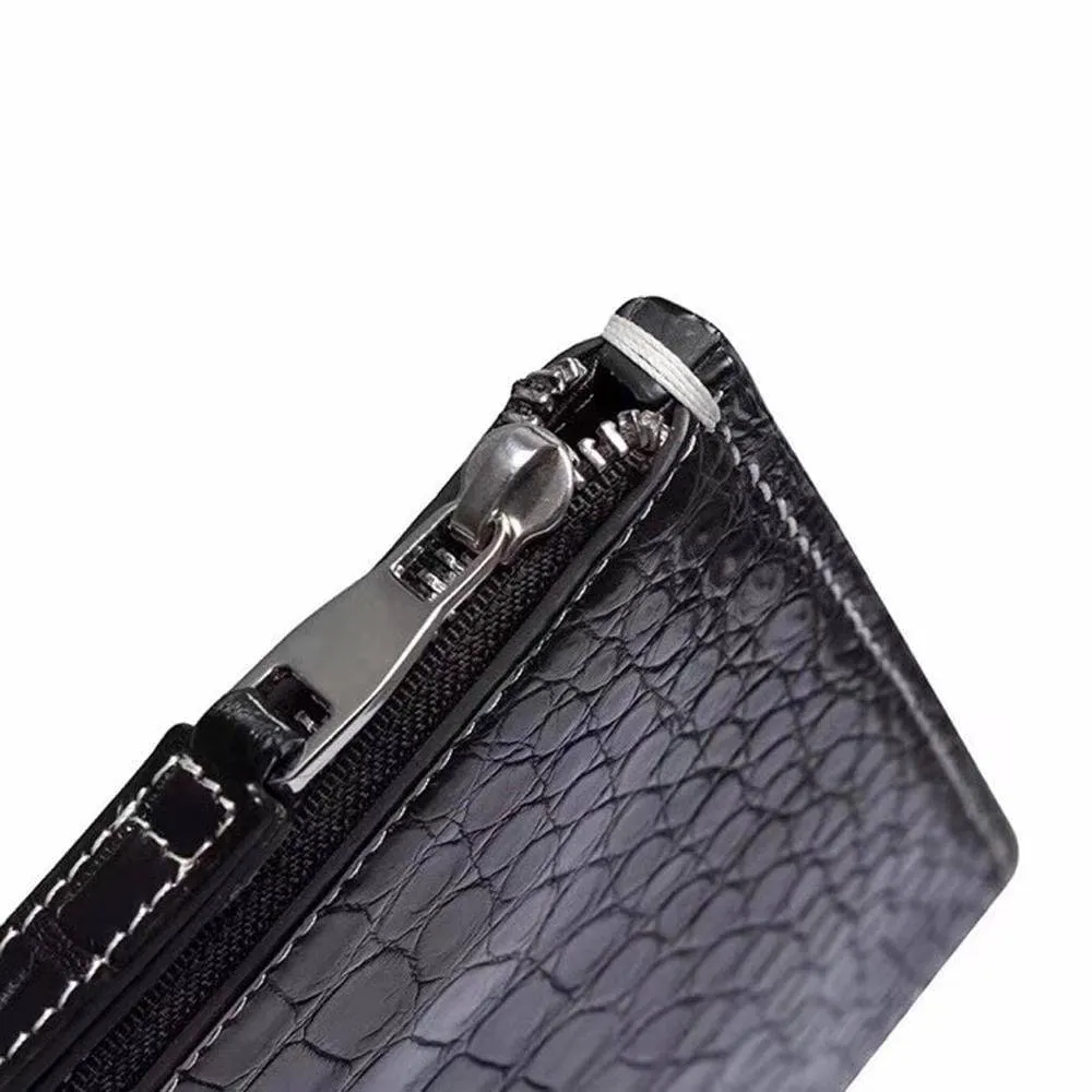 Handmade Stitching Genuine Crocodile Leather Men's Clutch  Bag Handbag  Envelope Men's Clips Large Capacity Clutches