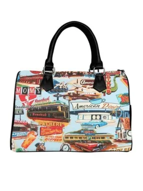 HAPPY DAZE DINER BARREL TYPE HANDBAG