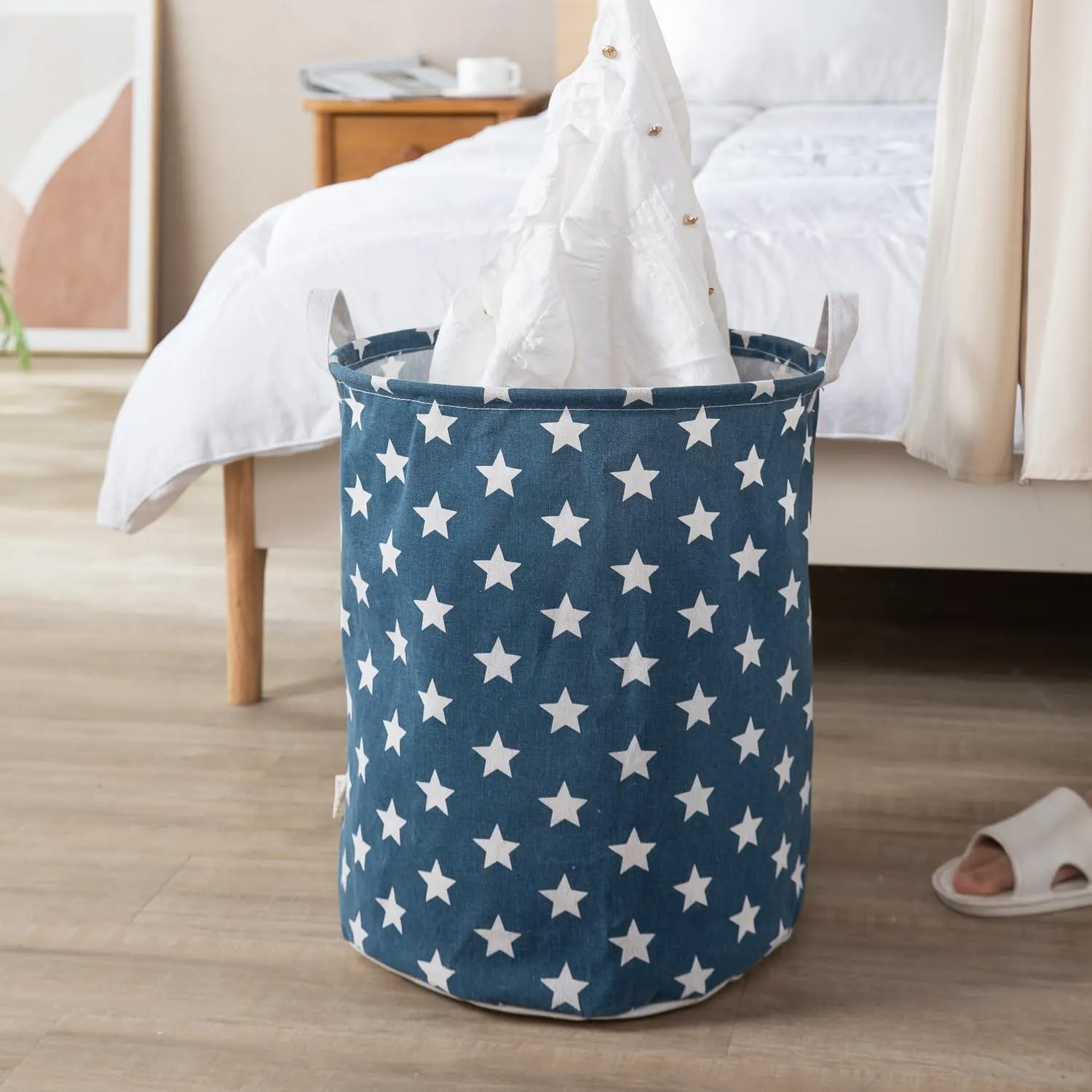 HOKIPO Folding Laundry Basket for Clothes - Large 43 LTR, Blue