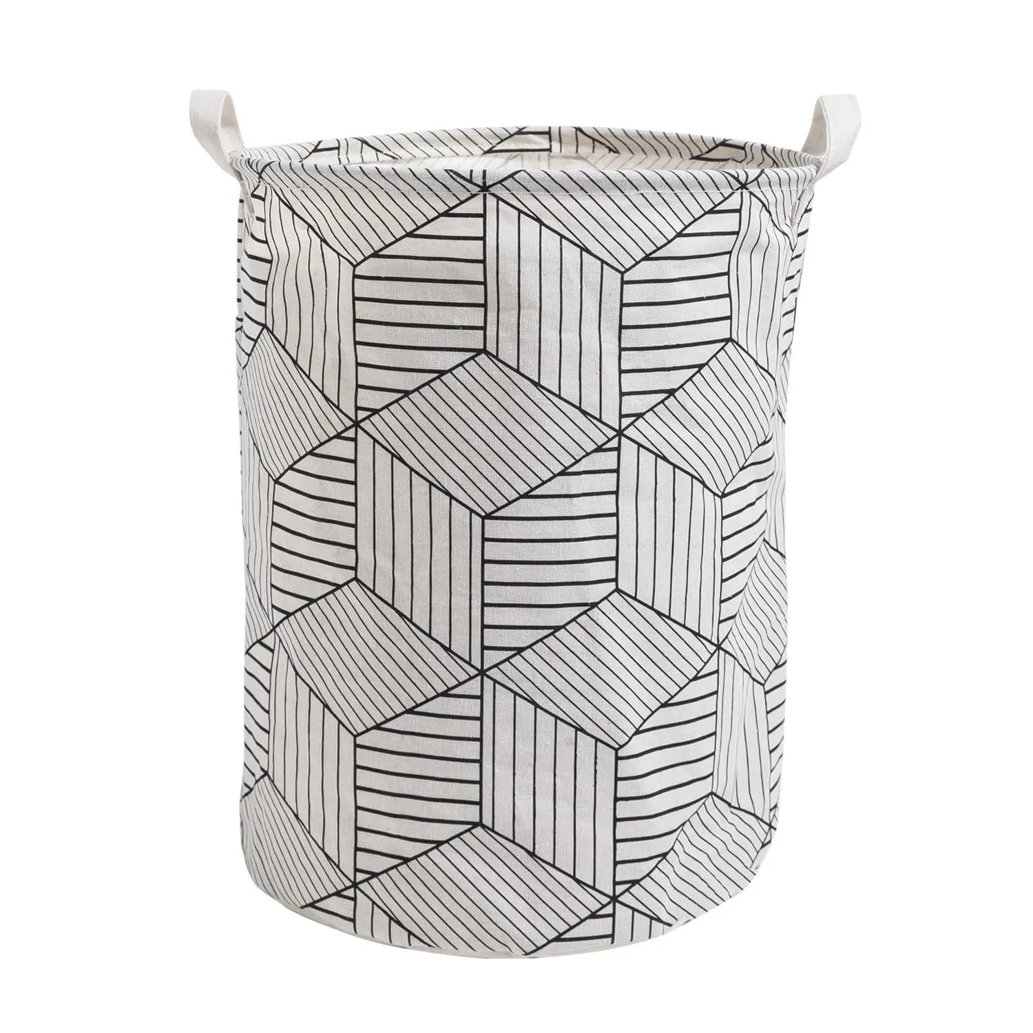 HOKIPO Folding Laundry Basket for Clothes - Large 43 LTR, White